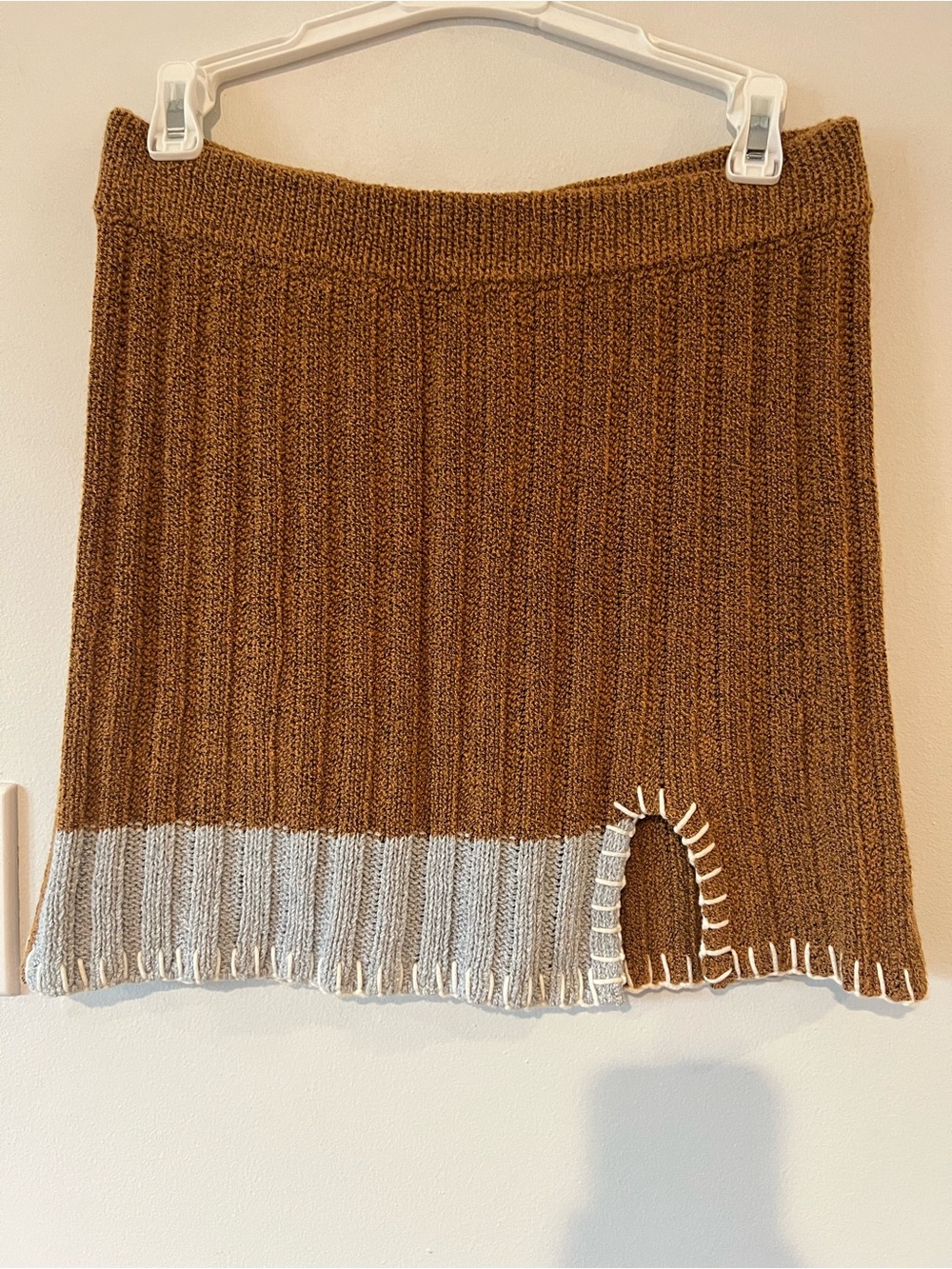 YanYan Knits Tweedle Ribbed Brown Mini Skirt Women’s Small S